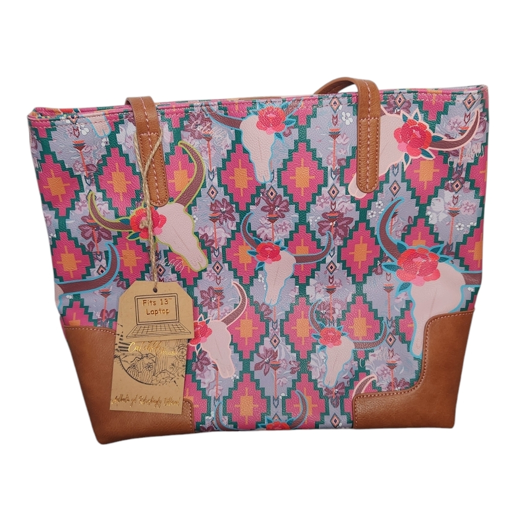 NWT Catchfly Aztec Western Multicolor Tote Laptop